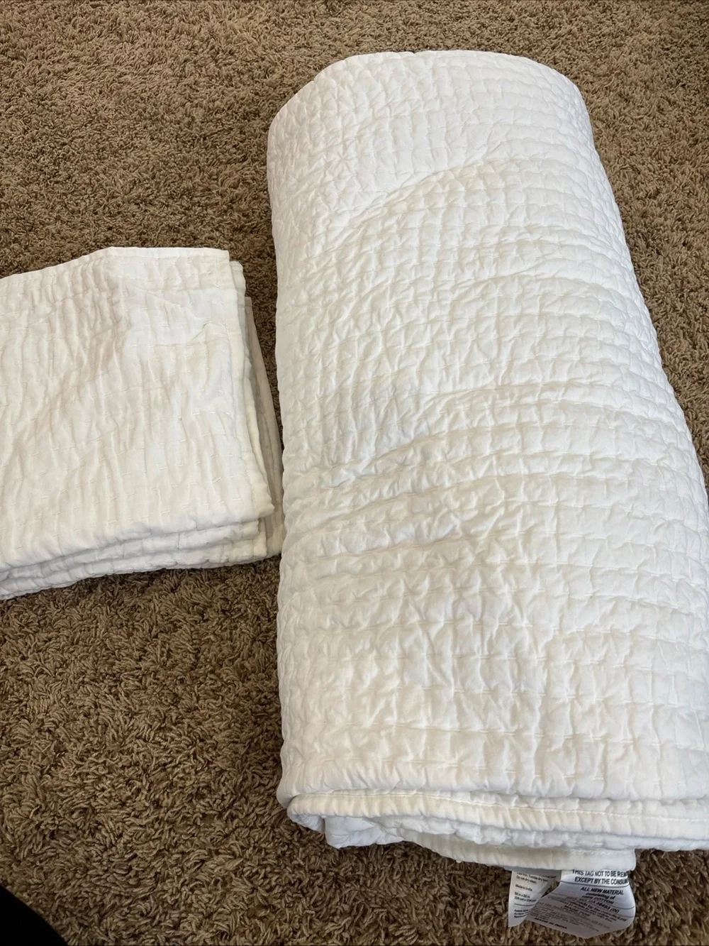 Quince European Linen Cotton Stitch Quilt Set Full/Queen White